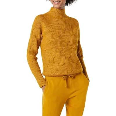 Image of Amazon Essentials Women&#039;s Soft Touch Funnel Neck Cable Jumper, Tobacco Brown, L