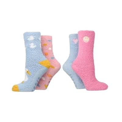 Image of SockShop 4 Pairs Wildfeet Cosy Lounge Socks, Cosy, Ladies Size 8 (UK, Numeric, 4, 8, Regular, Duck/Spots/Smiley/Heart)