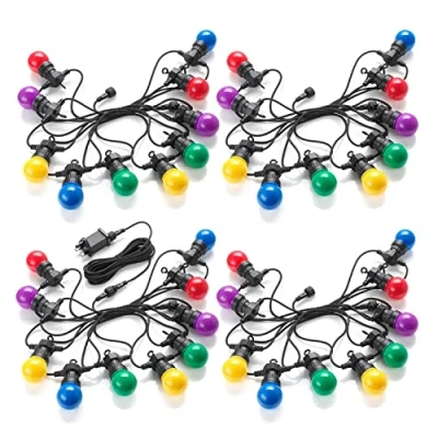 Image of Auraglow Coloured LED Bulb Festoon String Light Set (20m of 40 Lights, 1 Plug &amp; 5m Cable)