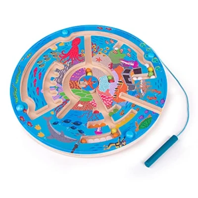 Image of Bigjigs Toys, Aquatic Maze Puzzle, Wooden Jigsaw Farm For 3 4 5 Year Olds, Toddler Puzzles, Childrens Puzzles