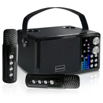 Image of Karaoke Machine,Portable System with wireless microphones LED Music Rhythmic Display,Bluetooth Speaker,PA System,Support TF/USB/AUX for Home Party/KTV,Outdoor