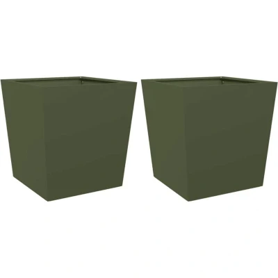 Image of vidaXL Garden Planters Olive Green 2 pcs 50x50x50 cm Steel