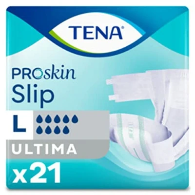 Image of TENA ProSkin Slip Ultima Size Large 9 Drops High Absorption Incontinence All in One Slips 1 Pack of 21