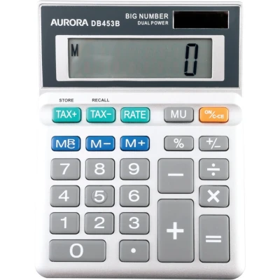 Image of Aurora DB453B Semi Desktop Calculator (With Tax Function), Silver