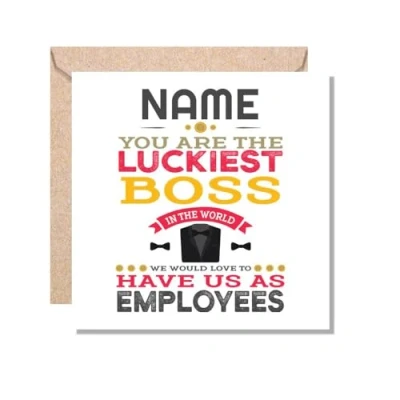 Image of MUGGZ Personalised Novelty Funny Gift for Boss You are The Luckiest in World Card Giftset Made UK
