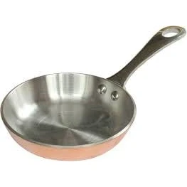 Image of Chabrias Ltd Mini Copper Saucepan/Frying Pan 10cm x 2cm, Premium Cookware for Starters, Sauces, and Professional Presentation