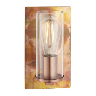 Image of Palermo Wall Lamp Copper Patina Plate &amp; Clear Glass