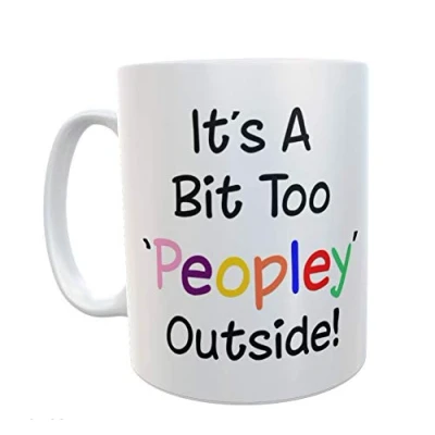 Image of Lockdown Mug Gift It&#039;s Too Peopley Outside Novelty Funny Tea Coffee Ceramic 10oz Cup