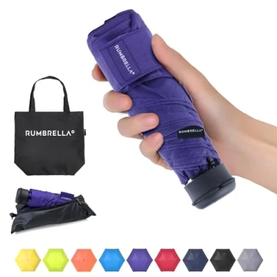 Image of RUMBRELLA 43in Mini Travel Umbrella, UV Pocket Portable Compact Folding Small Light Weight Waterproof Brolly, Rain and Sun Umbrellas （Purple）