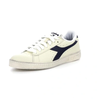 Image of Diadora GAME Waxed Unisex Trainers, Size: 9, White/blue caspian sea Leather