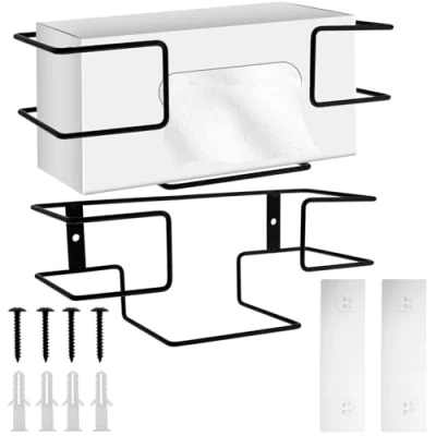 Image of 2pcs Glove Box Dispenser Wall Mounted, Iron Holder for &amp; Tissue Box, Organizer Garage Lab Home Office Kitchen Two Sizes (Large+Small)