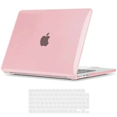 Image of iNeseon Case Compatible with 2023 2024 MacBook Air 15 inch M3 A3114 M2 A2941, Plastic Slim Hard Shell Cover + Keyboard for 15, Crystal Pink