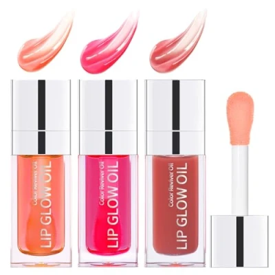 Image of Hydrating Lip Glow Oil Long Lasting Plumping Gloss Transparent Toot Balm Moisturizing Repairing Lines and Prevents Dry Cracked for Care Lips 3PCS