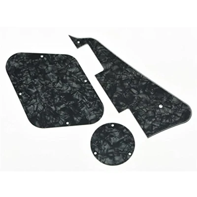 Image of KAISH Black Pearl LP Standard Pickguard and Rear Control Plate Switch Cavity Covers for Les Paul Made in USA
