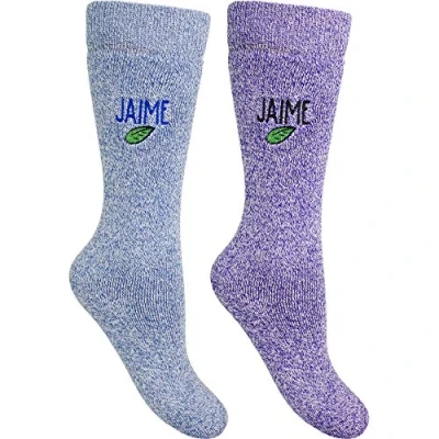Image of TeddyTs Personalised Women&#039;s Outdoor Hiking Boot Socks (2 Pair Pack) (Blue and Purple)