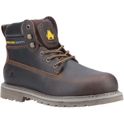 Image of Amblers Safety Mens FS164 Welted Leather Boots, Brown. brown Size: 5 UK