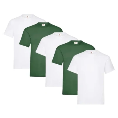 Image of Fruit of the Loom Men&#039;s T Shirt, Heavy Cotton, M, L, XL, XXL, 3XL, Various Colour Sets, Pack 5, M