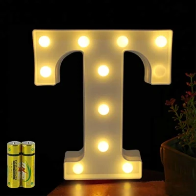 Image of HONPHIER® Letter Lights Decorative LED Alphabet Marquee Decoration Light Up Sign Night Battery Operated for Birthday Party Wedding Receptions Holiday Bar Home Bedroom Bath Decor (T)