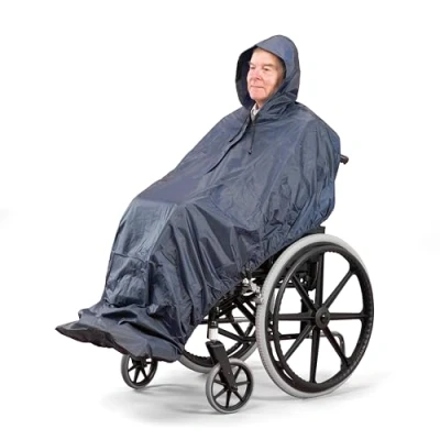 Image of Homecraft Wheelchair Mac, Standard Length, 100% Waterproof Poncho (Eligible for VAT Relief in the UK) Plastic Rain Protection, Complete Coverage Unisex Rainwear Men, Women, Elderly, &amp; Disabled