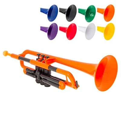 Image of pTrumpet Plastic Trumpet with 3C and 5C Mouthpiece Carry Bag Bb Student Orange