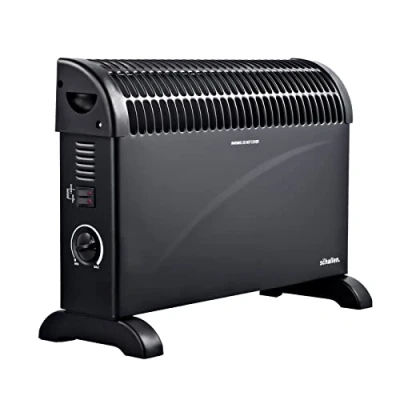 Image of Schallen 2000W Electric Convector Radiator Heater 3 Heat Settings, Adjustable Thermostat &amp; Overheat Protection in All Black