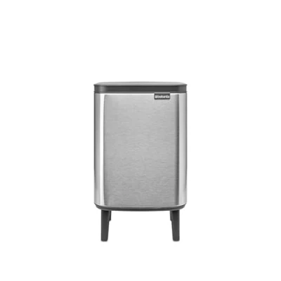 Image of Brabantia Bo Waste Bin Hi 7L with Soft Close Lid, Removable Inner Bucket, and Transport Grip Ideal for Bathroom, Bedroom, Home Office Matt Steel Fingerprint Proof