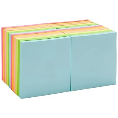 Image of Amazon Basics Square Sticky Notes, 7.6 x cm Assorted Colours, 24 Pack