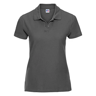 Image of Russell Athletic Europe Womens/Ladies Ultimate Classic Cotton Short Sleeve Polo Shirt (Titanium) Dark Grey Size Small