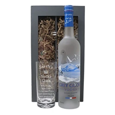 Image of Regalo Personalised Dimple Highball Glass &amp; Bottle of Vodka % Design (Original 70cl, Presentation Gift Box)