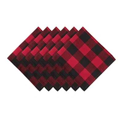 Image of DII Buffalo Check Collection, Classic Farmhouse Tabletop Set, Napkin 20x20, Red &amp; Black, 6 Piece