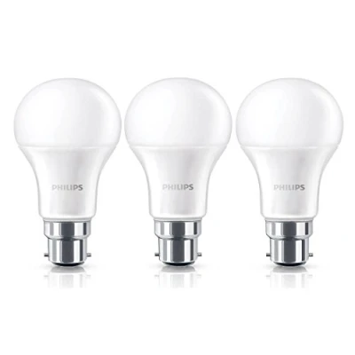 Image of 3 Pack Philips 9W LED Bayonet B22 Light A60 Globe Bulb Warm White Frosted (60W Incandescent Equivalent)