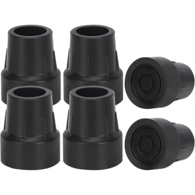 Image of supregear 6pcs Heavy Duty Rubber Ferrules for Crutches, 25 mm Replacement Tips Canes, Walking Sticks, Walkers, Commodes, Shower Chairs, Universal Non Slip Cane Tips, Black