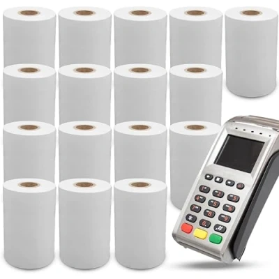 Image of Till Roll Paper. 16 Units of Paper Thermal Rolls 57x35x12 mm White Printing Paper, TPV, Pdq Rolls, Cash Register, Tickets, Printer Without Bisphenol A
