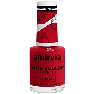 Image of Andreia Professional NutriColor Breathable Nail Polish Vegan and Cruelty Free DIY Art with Long Lasting Gloss Finish Colour NC38 Deep Red 10.5ml