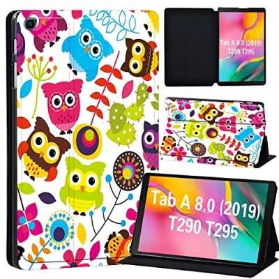 Image of FINDING Case Galaxy Tab A 8.0 2019 T290 T295, Slim Light Cover Stand Hard Shell Folio for inch Tablet Model SM (Wi Fi) T295 (LTE) (cute owls)