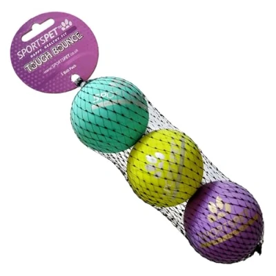 Image of SPORTSPET Tough Bounce Natural Rubber Dog Balls Highly Durable (65mm) (3 Pack)