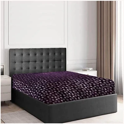 Image of GC GAVENO CAVAILIA Teddy Fleece King Size Bed Sheets, Cuddle Warm Bedding Fitted Sheet, Purple
