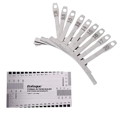 Image of Guitar Measure Tools Set Includes 9 Understring Radius Gauge and One String Action Ruler Luthier Tool for Bass Setup Bridge Saddle Adjustments