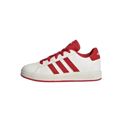 Image of adidas Unisex Kids Grand Court Lifestyle Tennis Lace up Shoes Shoes, Off White Collegiate Red Core Black, 11 UK Child