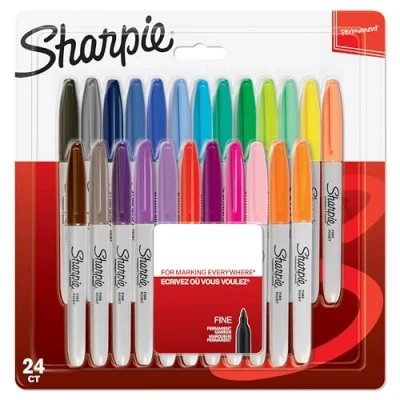 Image of Sharpie Permanent Markers Fine Point for Bold Details Assorted Colours 24 Marker Pens