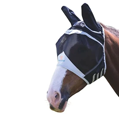 Image of Shires Fine Mesh Fly Mask With Ears Black: Pony