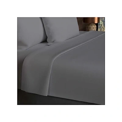 Image of Soleil d&#039;ocre, Plain Cotton Flat Sheet, 57 Thread Count, 260 x 300 cm, Grey