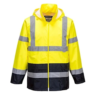 Image of Portwest Hi Vis Classic Contrast Rain Jacket, Size: L, Colour: Yellow/Navy, H443YNRL