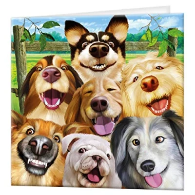 Image of 3D LiveLife Greeting Card Canine Selfie from Deluxebase. Lenticular Blank Cards with Envelopes. Cute Dog All Occasion featuring Original Artwork by Michael Searle.