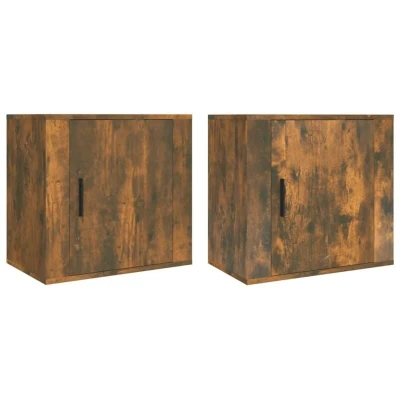 Image of vidaXL Wall mounted Bedside Cabinets 2 pcs Smoked Oak 50x30x47 cm