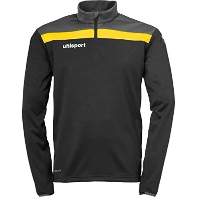 Image of Uhlsport Offense 23 1/4 Zip Top Men&#039;s Sweatshirt Black/Anthra/Lime Angel, X Large