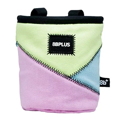 Image of 8BPLUS PROBAG Chalk Bag for Climbing &amp; Bouldering Belt, Carabiner and Giftbox Included Wide Opening Brush Holders Left Right Handers (Pink Pastel)
