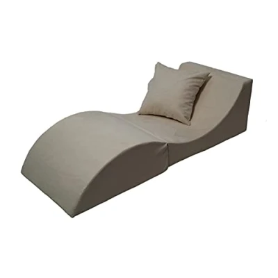 Image of Velinda Folding sofa, comfortable, relaxing, 3 in one, pouffe, table (colour: cream)