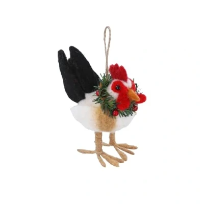 Image of Gisela Graham Wool Hen 10x10x5cm Hanging Tree Decoration