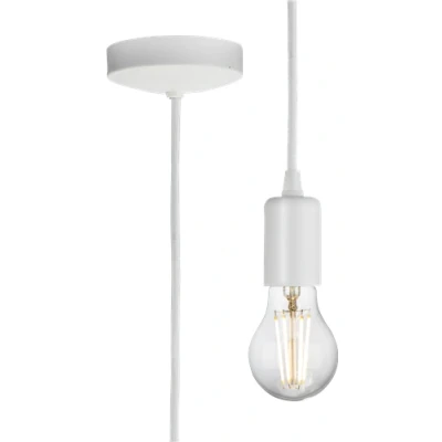 Image of KnightsBridge 1.8m E27 Contemporary Pendant Set Matt White